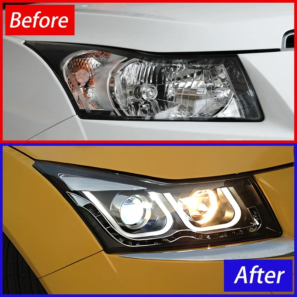 Auto Headlights For Chevrolet Cruze 2009-2014 LED Car Front Lamps Assembly Upgrade Double U Design Projector Lens Accessories