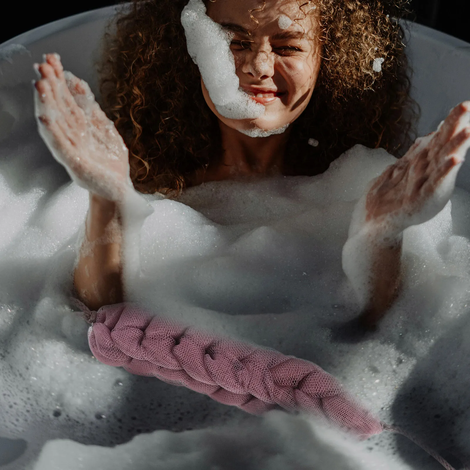 

3Pcs Exfoliating Back Scrubber Stretchable Pe Mesh Foam Body Scrubber Towel Bath Shower Back Pulling Tool Deep Skin Cleansing