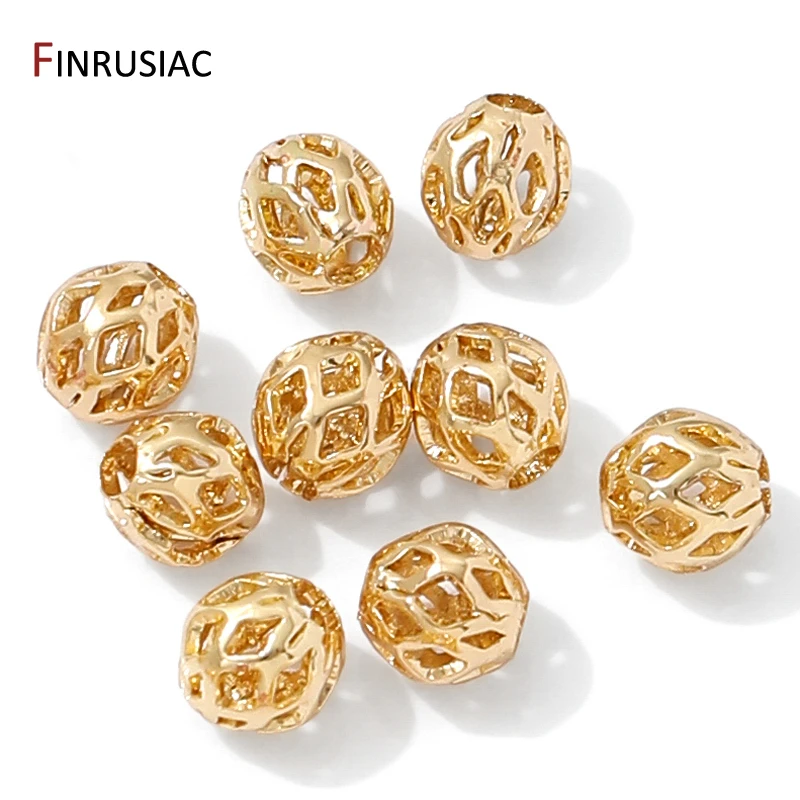 4/5/6/8 مللي متر 14K مطلية بالذهب الجوف جولة خزر عازل ، فواصل النحاس الخرز لصنع سوار ذاتي الصنع ، لوازم للمجوهرات #4