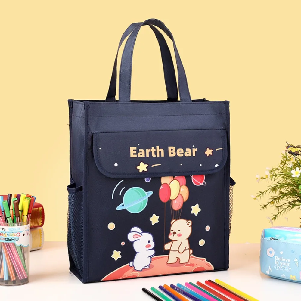 Bolso de mano de gran capacidad para escuela y oficina, Bolsa Escolar de 3 capas con dibujo de oso, alta calidad, A4, gran oferta