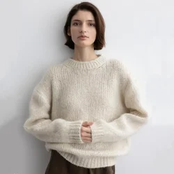 Moi@  Sweater, Women's Mohair Knitted Sweater, Lazy and Loose Woolen Sweater Top, Korean Niche 2024 Autumn and Winter