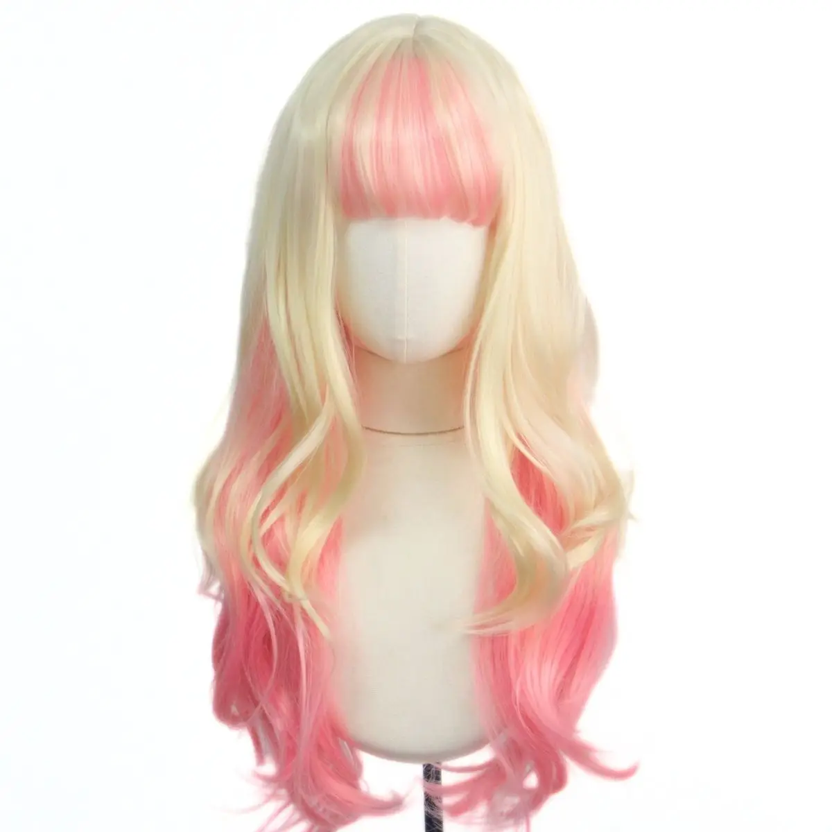 Anxin Fashionable Product Pink Light Gold Girls Lolita Cosplay Party Synthetic Wigs For Women Daily Use