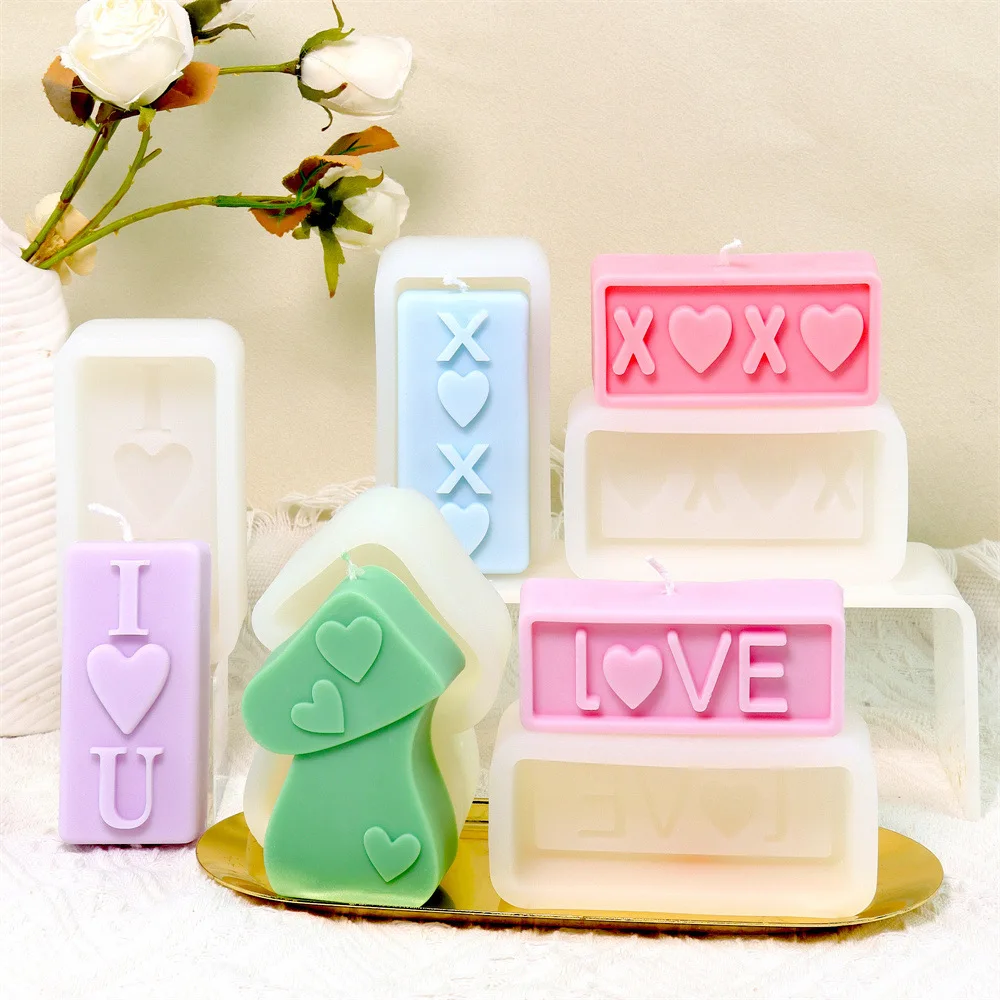 

Mushroom Flat LOVE Scented Candle Silicone Mold Valentine's Day Proposal Souvenir Atmosphere Decoration Candle Making Supplies