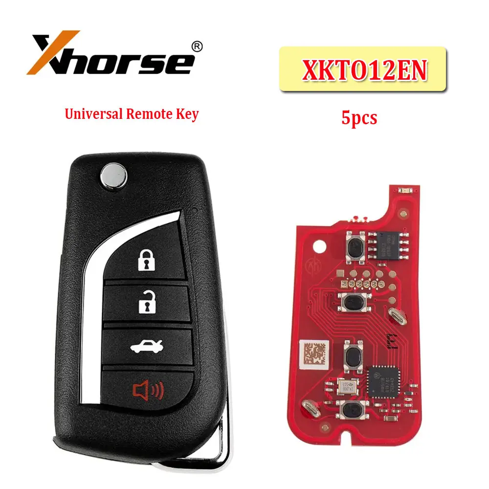 5pcs Xhorse XKTO12EN 2nd Generation Wire Remote Key for Toyota Style 4 Buttons Car Remote Key for VVDI2 Key Tool English Version