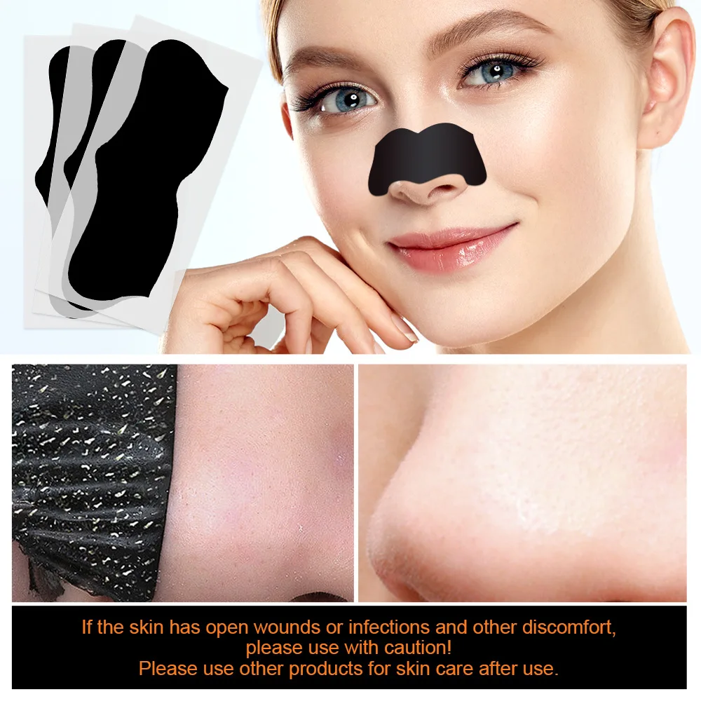 10 Charcoal Nose Pore Strips Water-Activated Oil Control Care Patches Flexible Fit Easy Peel-Off At-Home Skincare for Women
