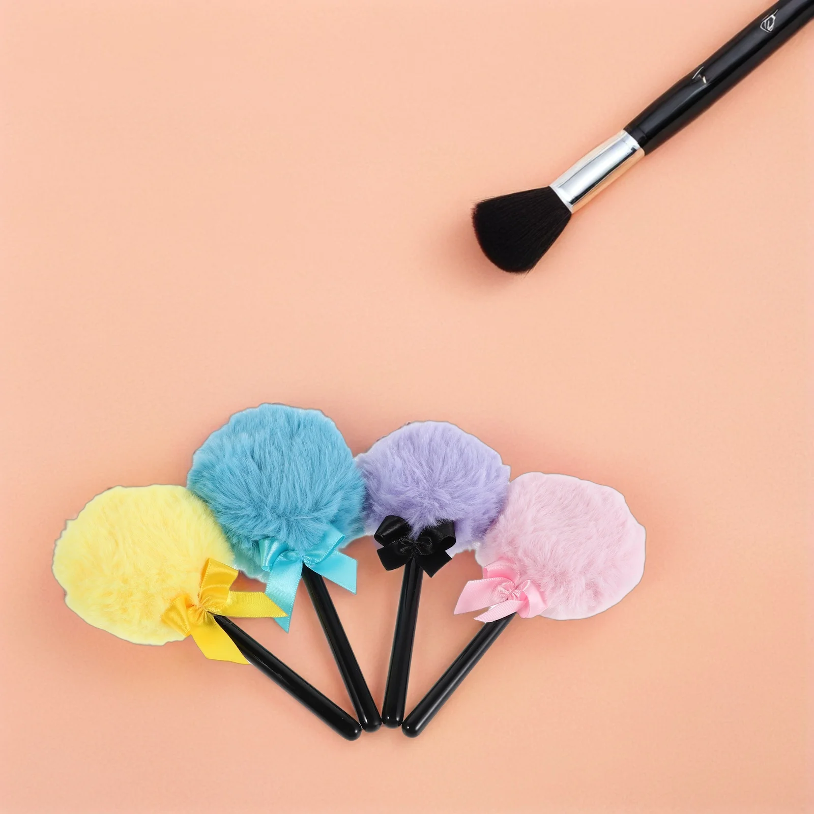 4 pezzi di trucco frullatore soffio manico lungo applicatore a forma di lecca-lecca per fondotinta in polvere sciolto snellente lavabile riutilizzabile bellezza