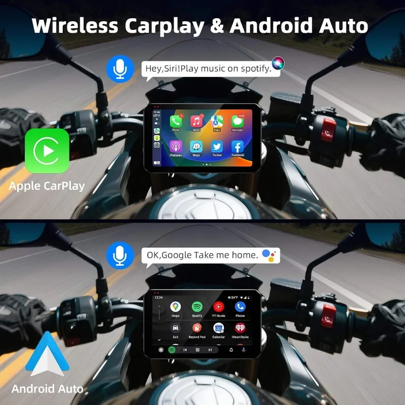 Waterproof 5.5" Motorcycle TPMS Screen Motobike Dashcam  Android Auto GPS Navigator Touch Screen Recorder view 2