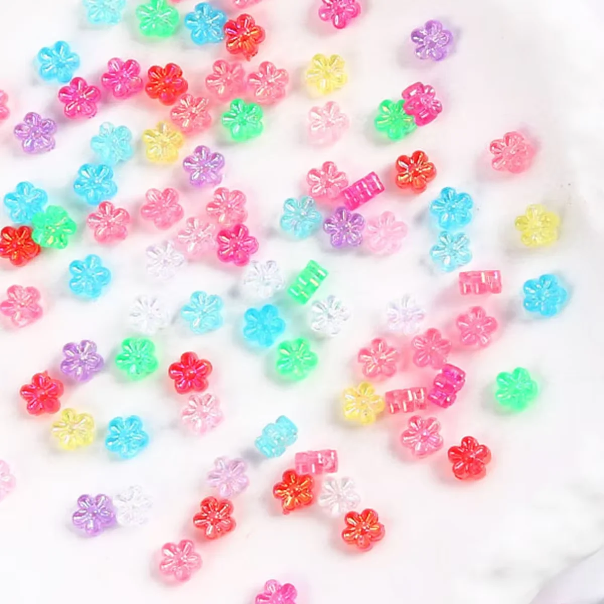 7mm Acrylic Flower Shaped Pink Beads With Random Color Mixing Jewelry Making Bracelets, Necklaces, Valentine's Day