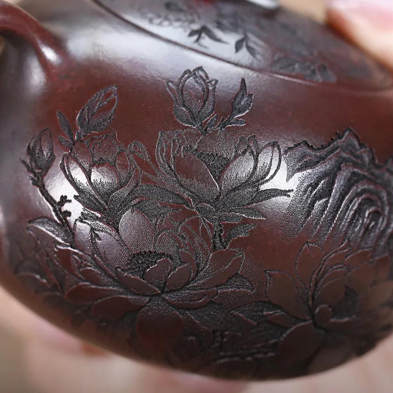 ييشينغ اليدوية الأرجواني الطين إبريق الشاي زهرة الطيور شيشي براد شاي الجمال الشاي Infuser غلاية الصينية المنزلية Zisha طقم شاي 210 مللي