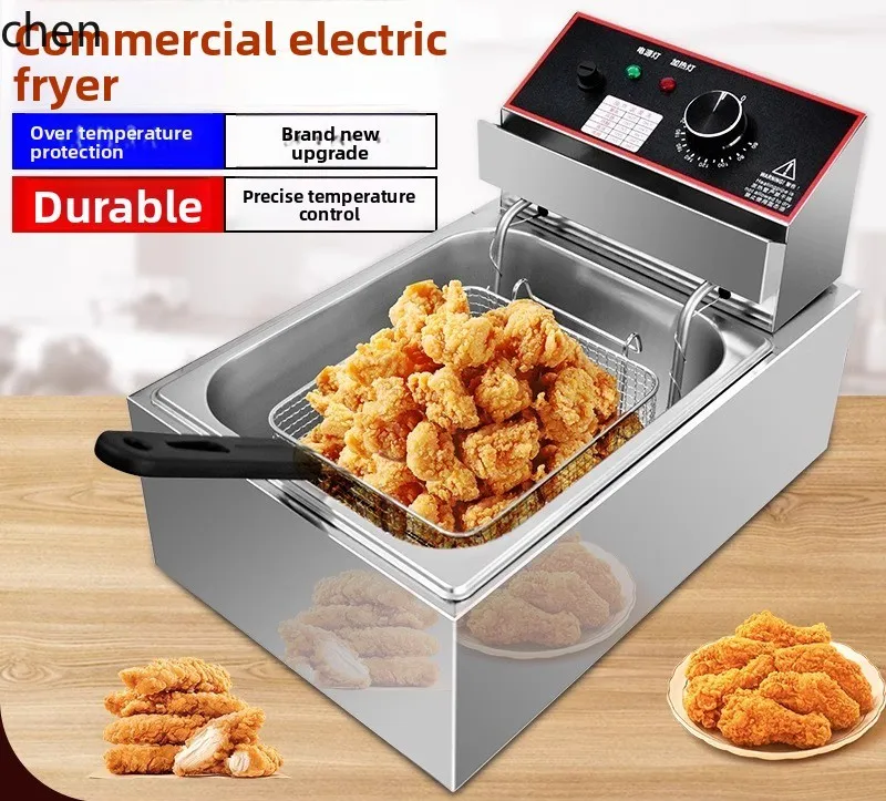 

ZML Commercial Thickened Stainless Steel Fryer Single Double Cylinder Large Capacity Fryer