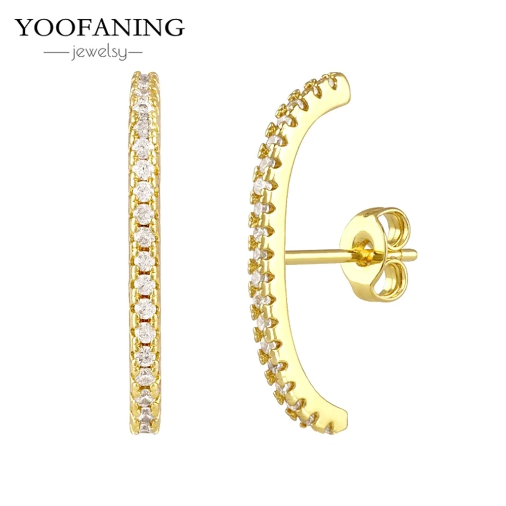 YOOFANING 925 Sterling Silver Needle Classic Crystal Earring Women's Perforated Earrings Party High-end Jewelry Boutique  Gift
