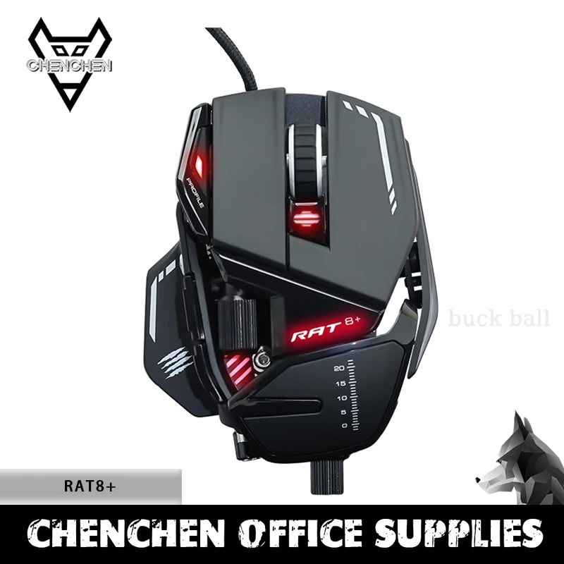 

Madcatz Rat8+ Mouse Rgb Paw3389 Wired Gamer Mouses Lightweight Mice For Programming Customize Pc Gaming Office Accessories Gifts