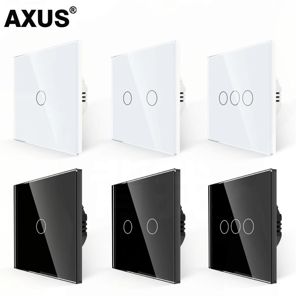 Touch Switch EU Light Sensor Switches Crystal Glass LED Button Panel Power AC100-240V 1/2/3 Gang Wall Lamp Interruttore