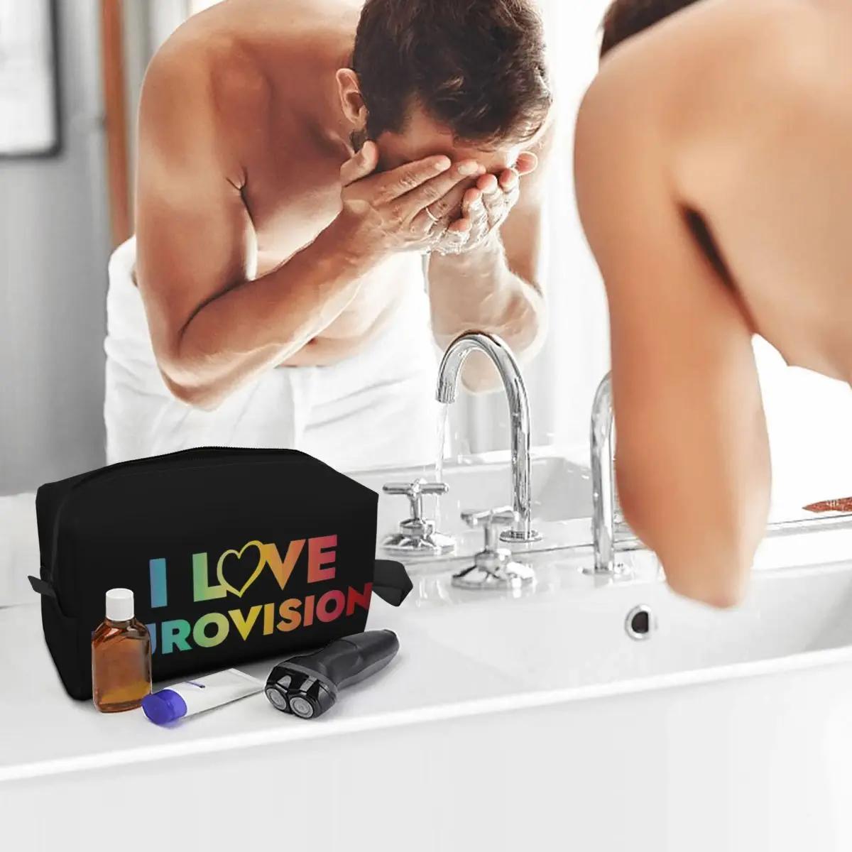 

I Love Eurovision Makeup Bag Cosmetic Organizer Storage Dopp Kit Toiletry Cosmetic Bag for Women Beauty Travel Pencil Case
