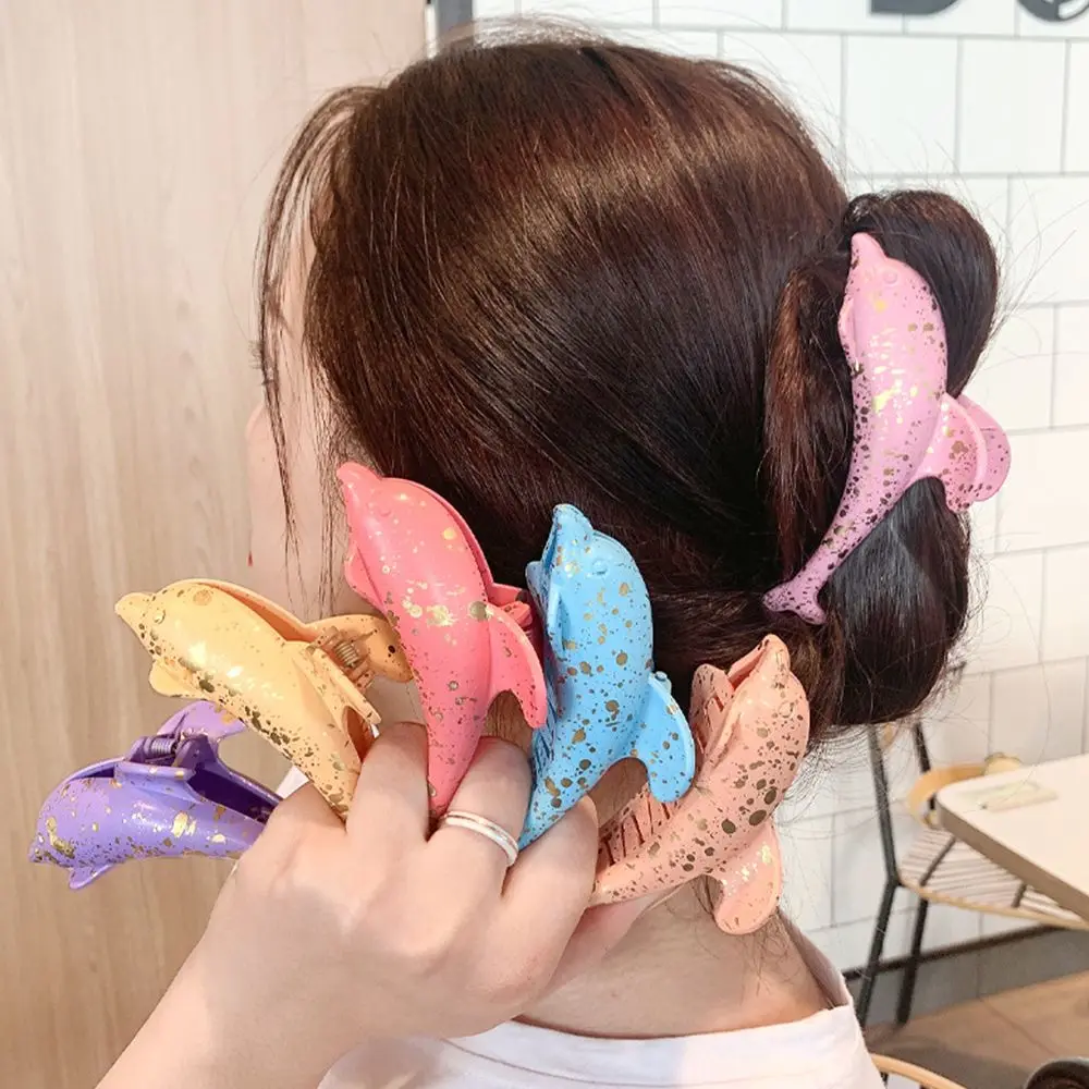 Sweet Washing Face Fashion Design Temperament Solid Color Dolphin Women Hair Accessories Shark Grab Clip Korean Style Hair Claw