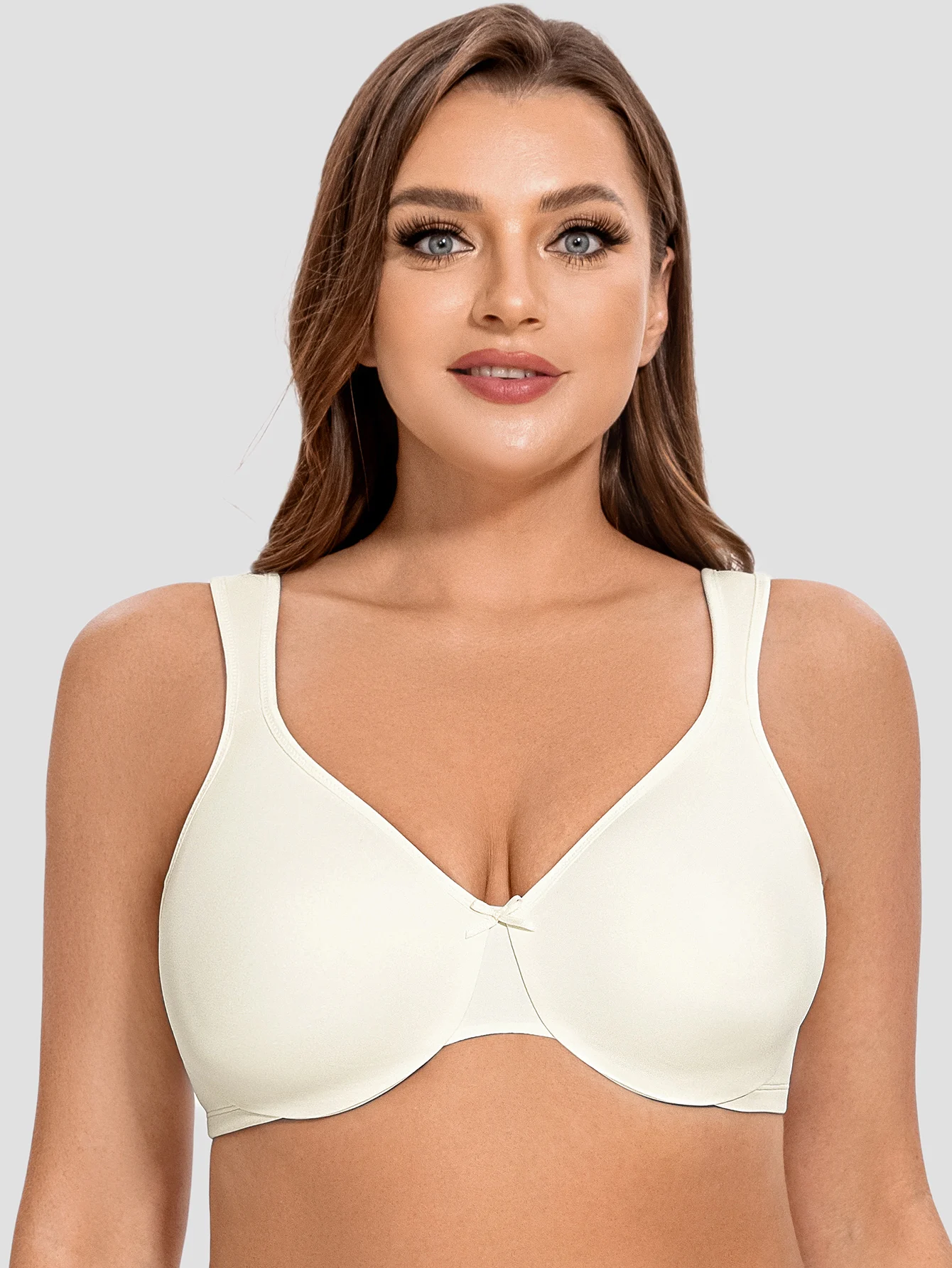 MELENECA Damski minimalistyczny, bezszwowy, bez podszewki, wygodny biustonosz plus size na fiszbinach