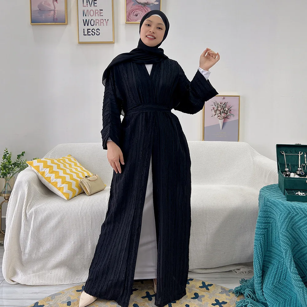 

Open Abaya Muslim Woman Kimono Islamic Clothes Kaftan Hijab Robe Dubai Saudi Arabian Turkish Elegant Modest Outfit Eid Cardigans