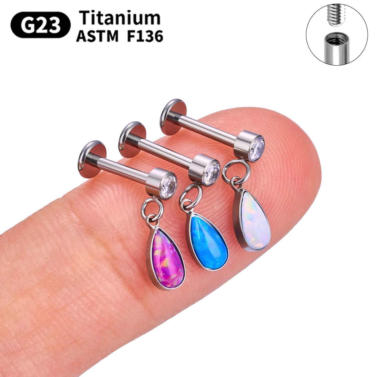 G23 Titanium Piercing earrings for women 16G Labret Lip Nasal nail Stud Earring Internal Thread Body Jewelry Ear Tragus