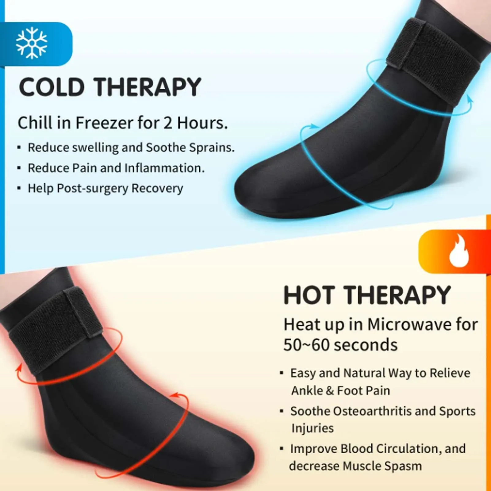 Thickened Solid Gel Ice Stockings Hot Cold Compress Therapy Sock Relief from Bruises Swelling