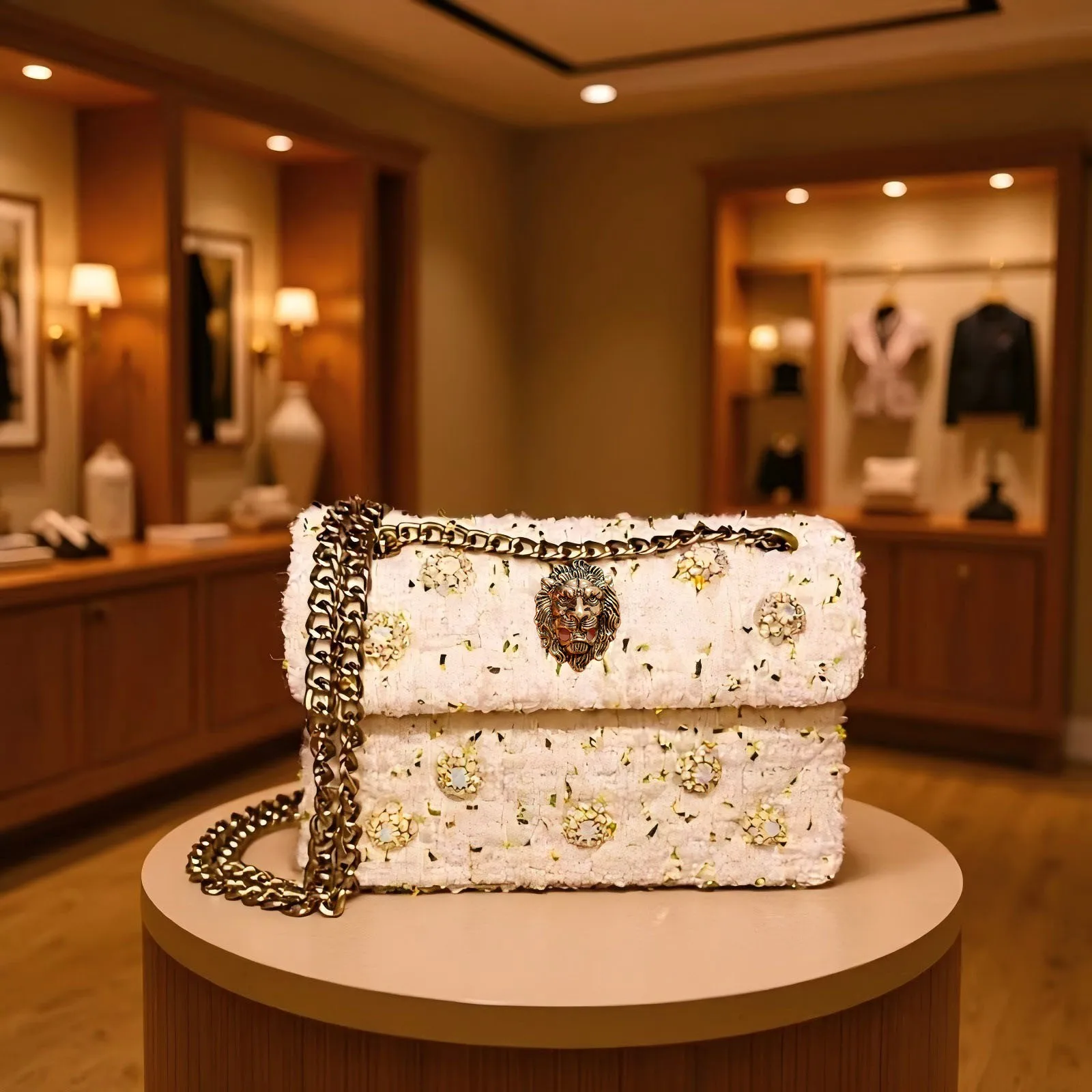 

Европейская сумка с головой льва, сумка с цепочкой и стразами, вечерняя сумка через плечо с вышивкой в виде ромбов.