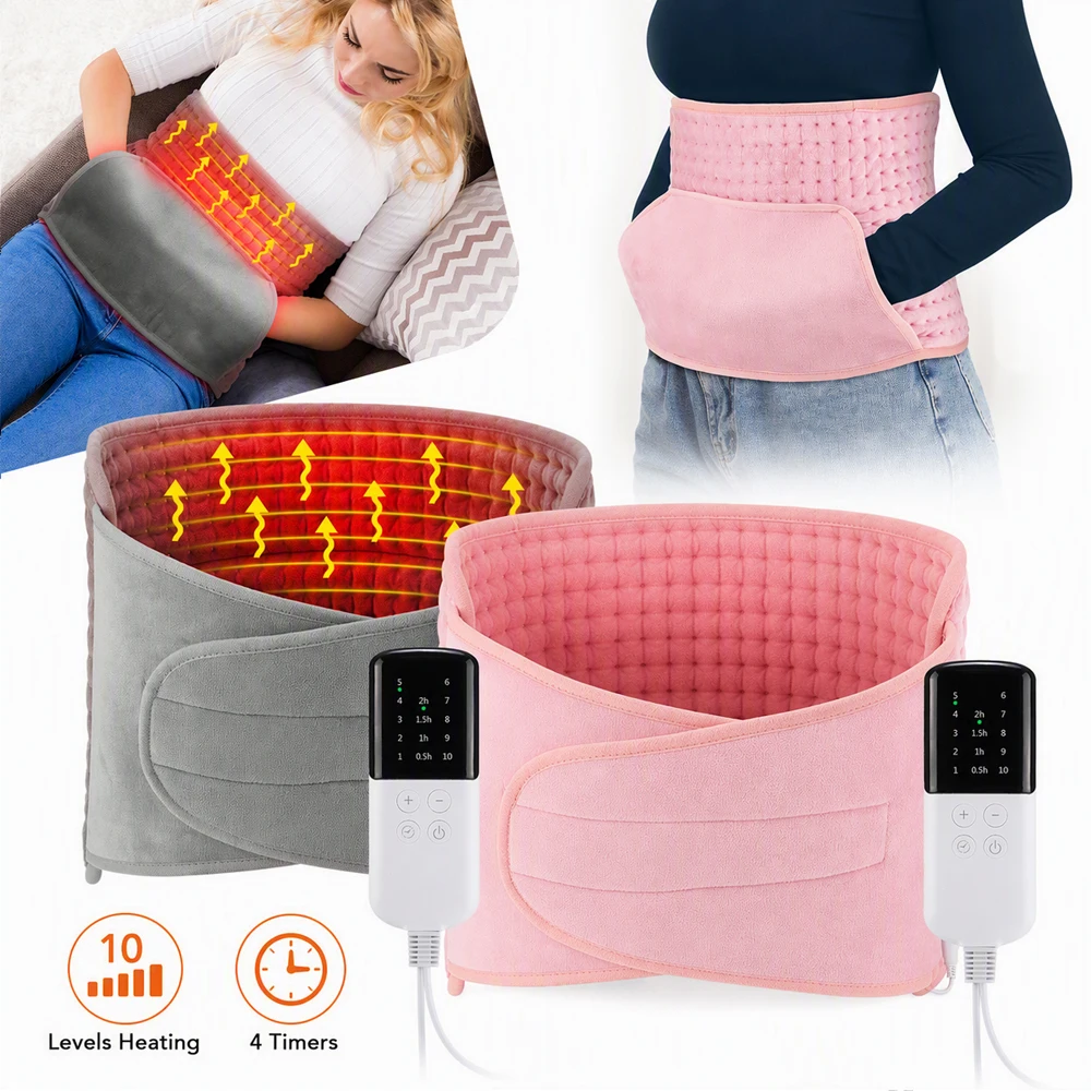 Electric Waist Brace Multifunctional Heating Waist Belt 2 In 1 Abdomen Hand Warmer Back Lumbar Support Pad 10-Level 4 Timer