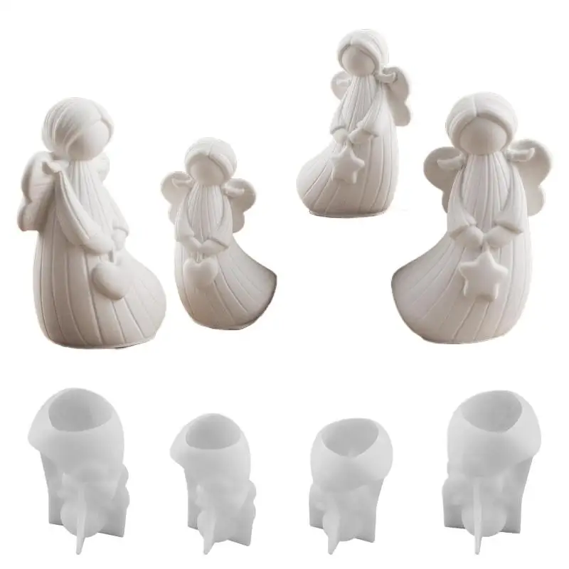 

2 шт. силиконовые формы «Ангел» DIY ручной работы ангел гипсовые формы из смолы с сердечками и звездами дизайн 3D ангел декоративные скульптуры ремесло