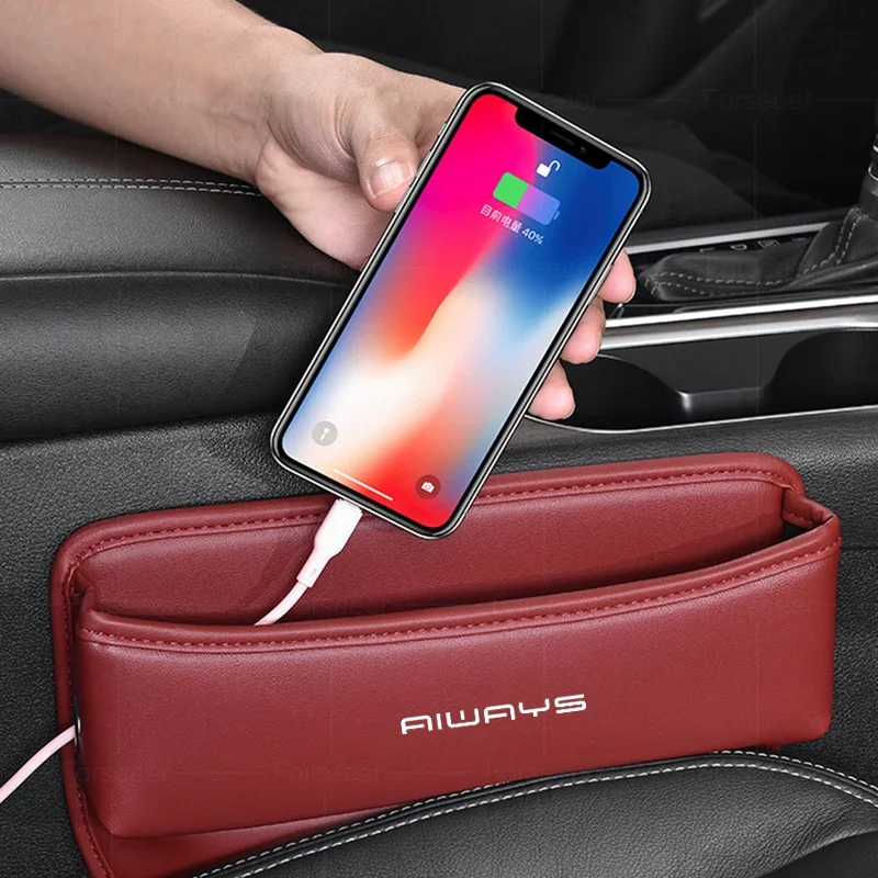 For Aiways Logo U5 U6 U7 Ion RG Nathalie 2020 2021 2022 Car Seat Organizer Crevice Storage Wallet Phone Holder Storage Accessory