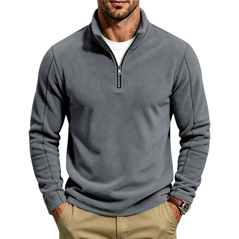 Men's Quarter Zip Polar Fleece Pullover Stand Collar Long Sleeve Casual Warm Sweatshirt For Autumn Winter Daily Commute Wear