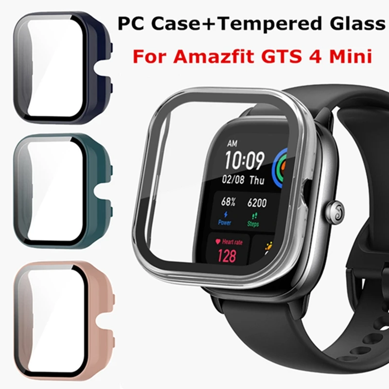 For Amazfit GTS 4 Mini PC Case+Tempered Glass Smart Watch Screen Protector Cover for Huami Amazfit GTS4 Mini Bumper Shell