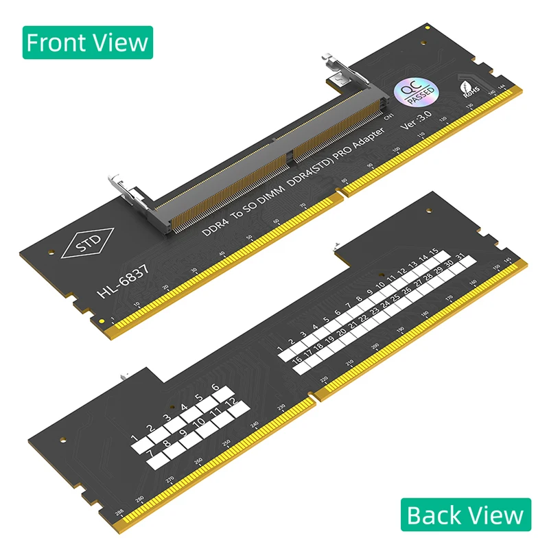 DDR4 SO‑DIMM To Desktop DIMM Memory Adapter Card Laptop DDR4 RAM to Desktop PC Supports 2133 2400 2666 3200MHz STD RAM Converter