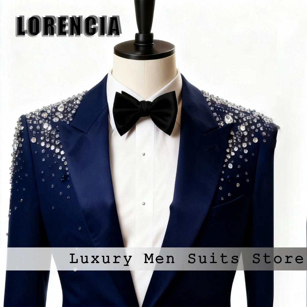 

Простые мужские костюмы с бриллиантами, комплект из 2 предметов, однобортный смокинг, наряд для свадебной вечеринки, 2021, блейзер на заказ, брюки, roupas masculinas