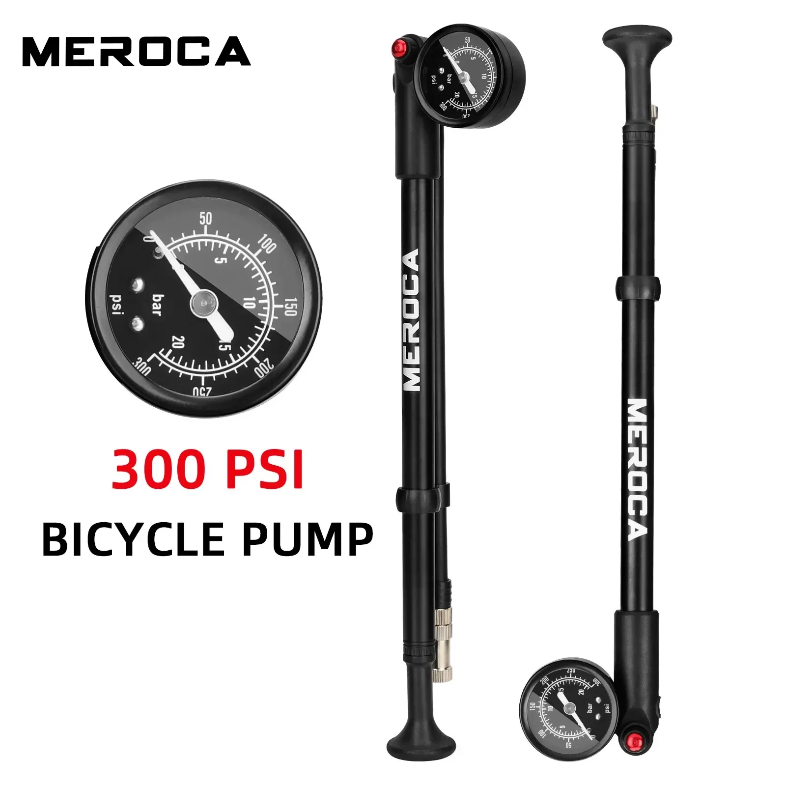 MEROCA 300psi High-Pressure Bicycle Pump for Bicycle Fork Shock Absorber Pump Rear Bladder Portable Bicycle  Air Pump