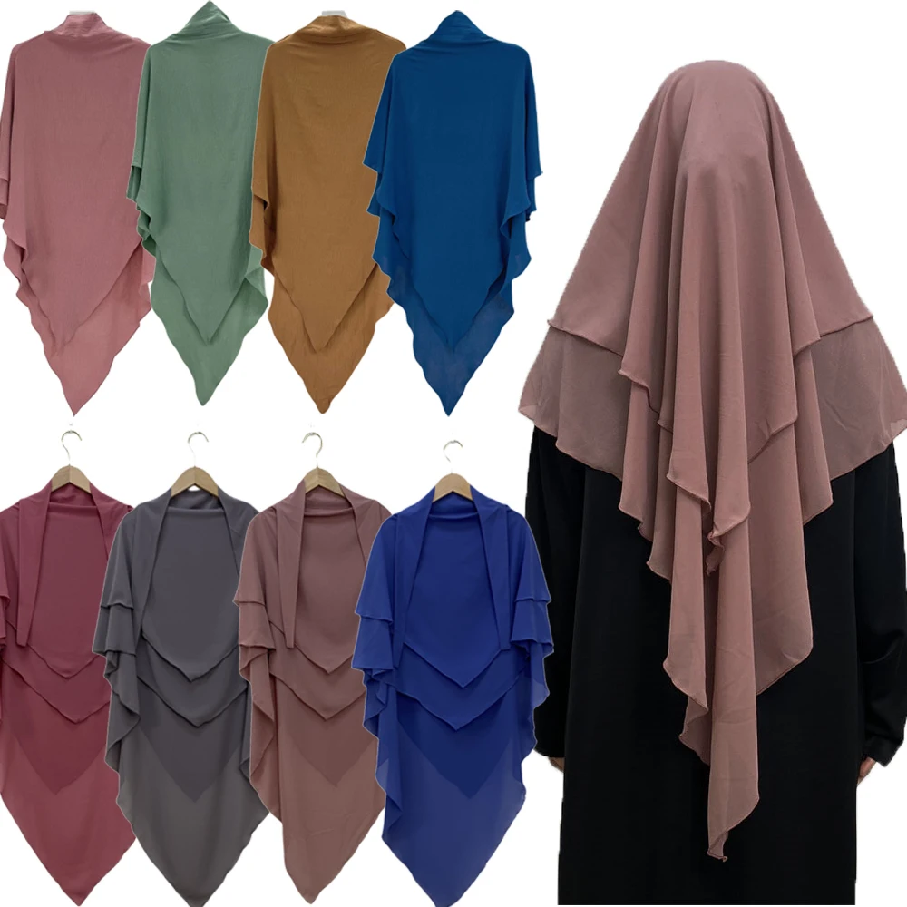 Long Khimar Prayer Garment Muslim Women Eid Hooed Ramadan Full Cover Headscarf Islamic Veil Niqab Nikab Arabic Kaftan Headcover