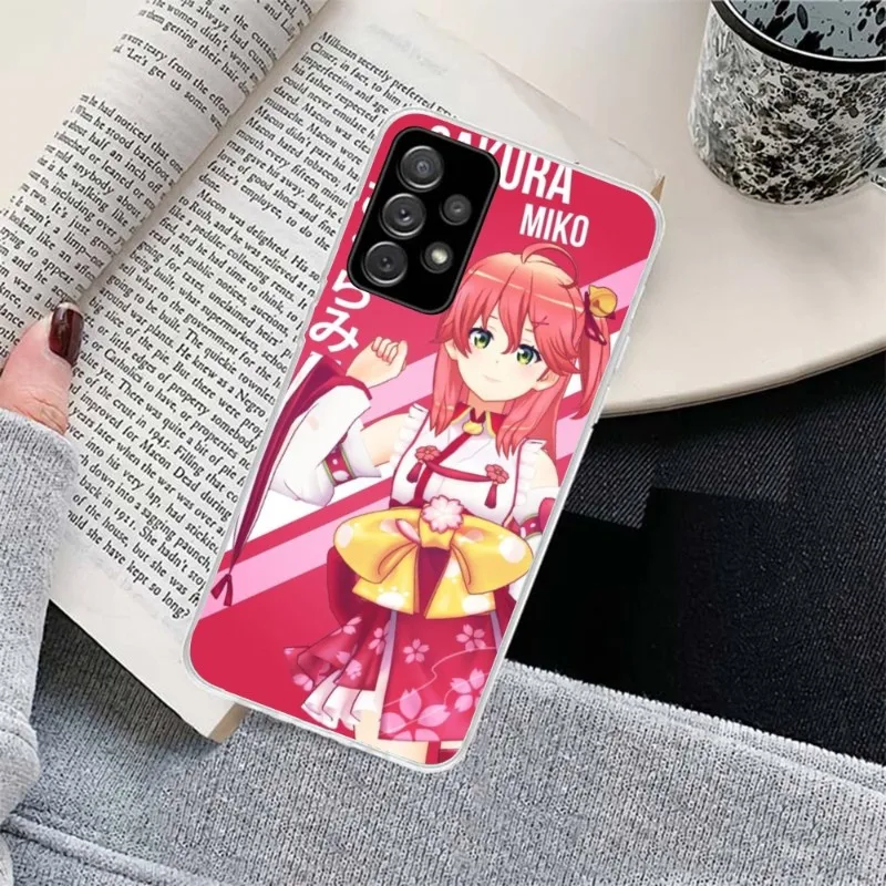 Anime Sakura Miko Phone Case for Samsung Galaxy S23 S22 S21 Plus Ultra A12 A32 A53 Clear Cover Funda Shell