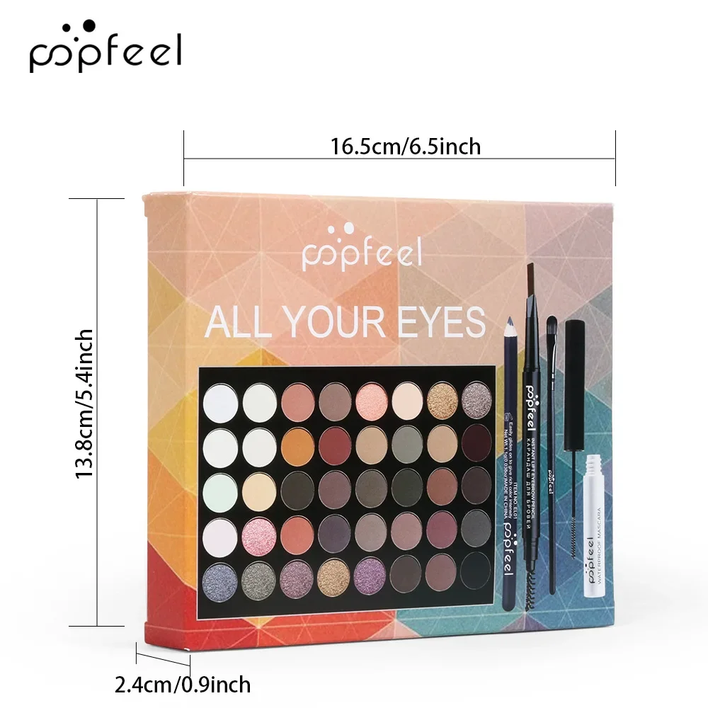 Popfeel-Kit Complet de Maquillage Tout-en-un pour Femme, Ombre à Paupières, Eyeblogueur, Eyeliner, Mascara, Brosse, Cadeau de Luxe