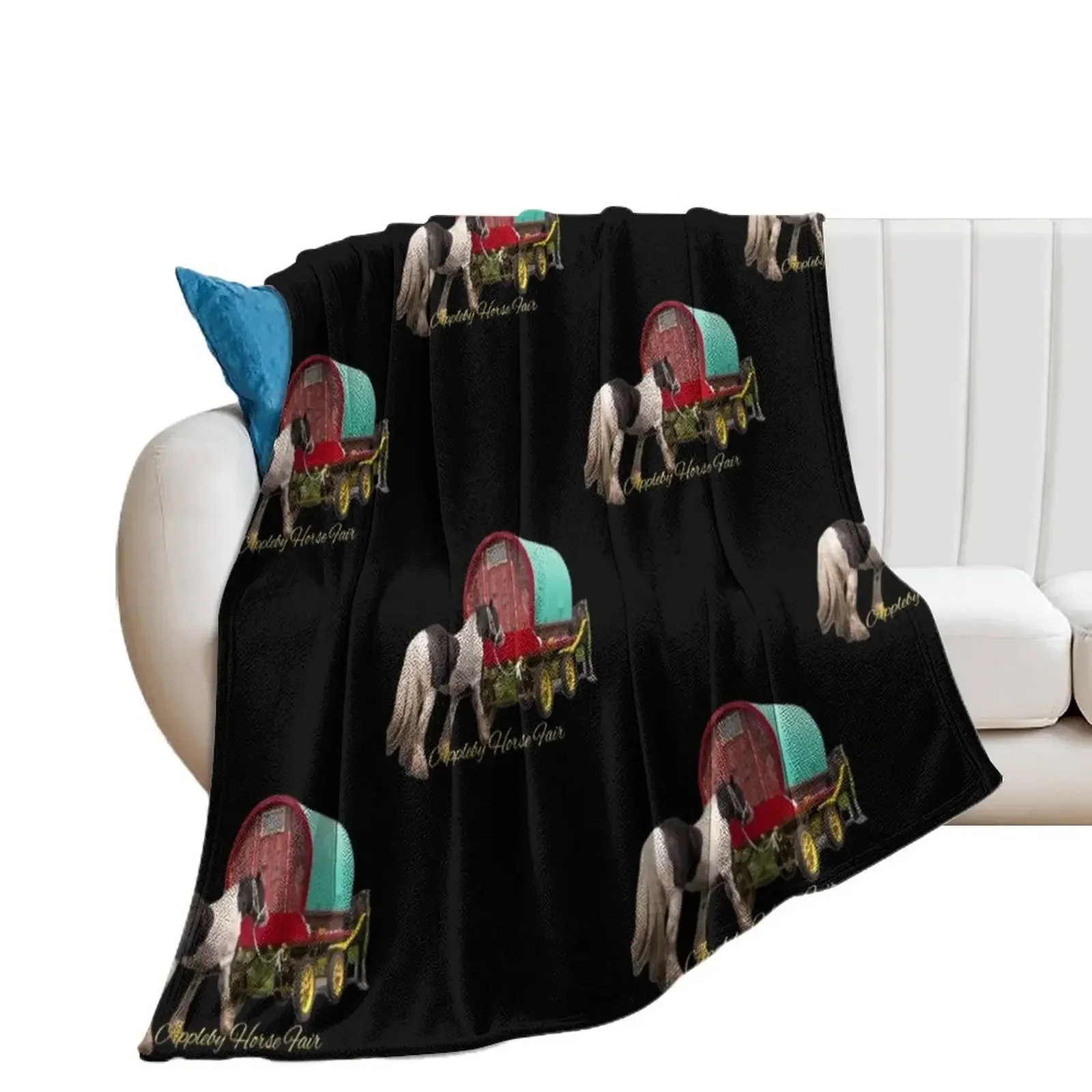 horse drawn caravan, Appleby fair Throw Blanket Cute Single Bed Soft Beds Blankets