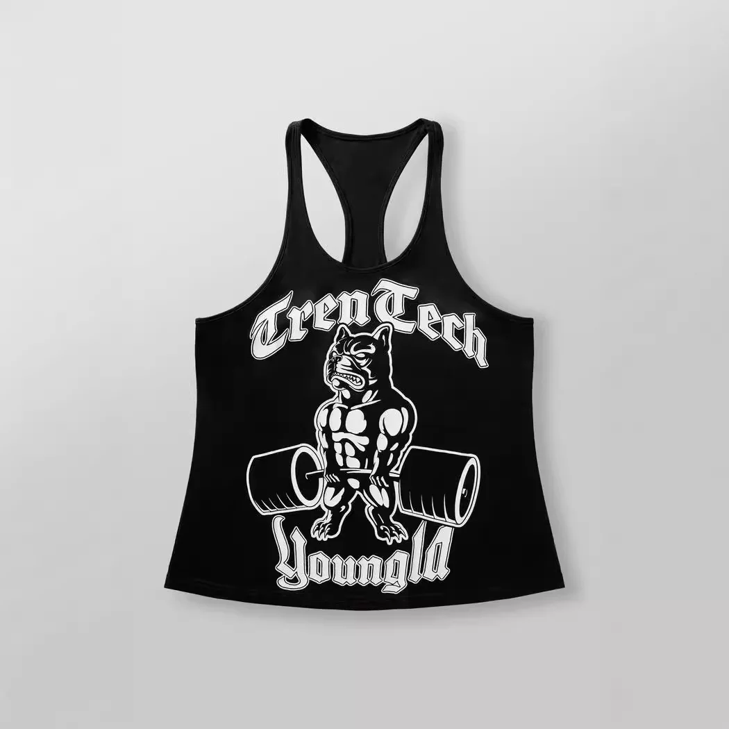 Young American new men\'s I-vest sports fitness hurdle sleeveless cotton loose running vest