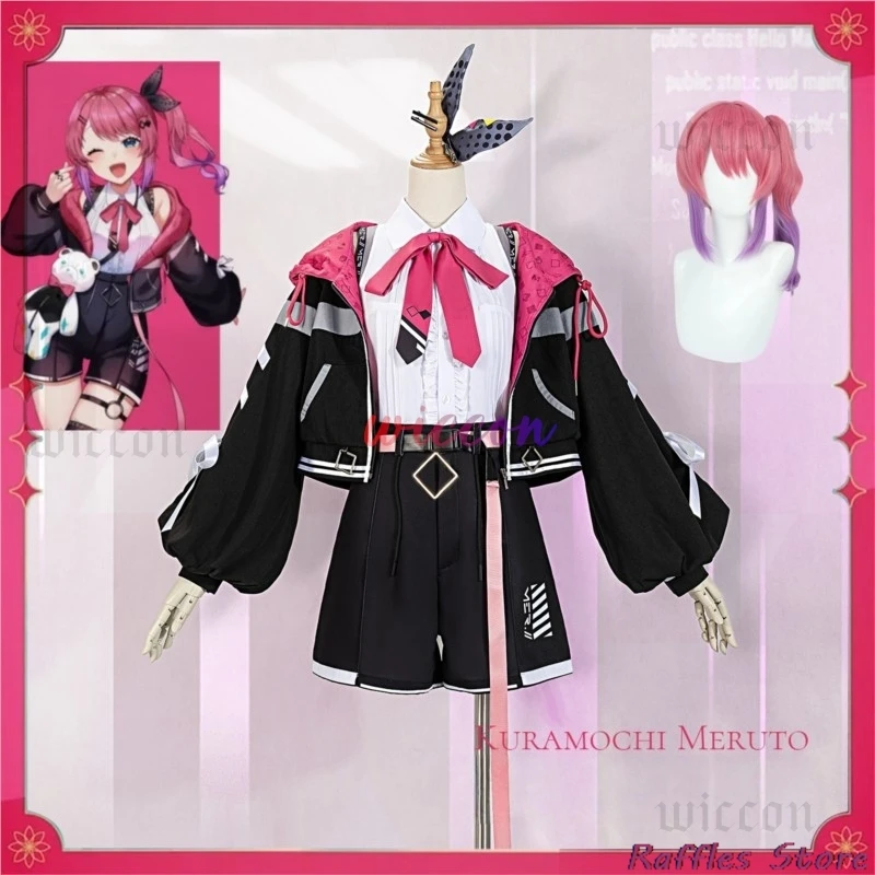 

VTuber Kuramochi Meruto Cosplay Costume Wig Women Cute Dress Skirt Coat Uniform Accessories Halloween Carnival Party Outfits