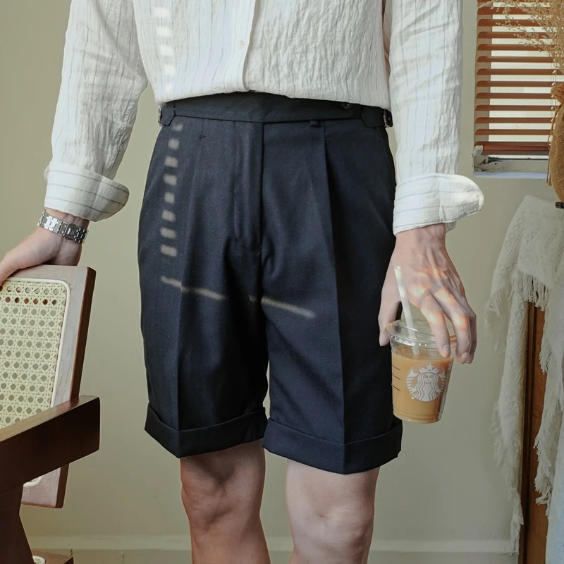 Italian old money style linen non-ironing buckle breathable five-point casual pants