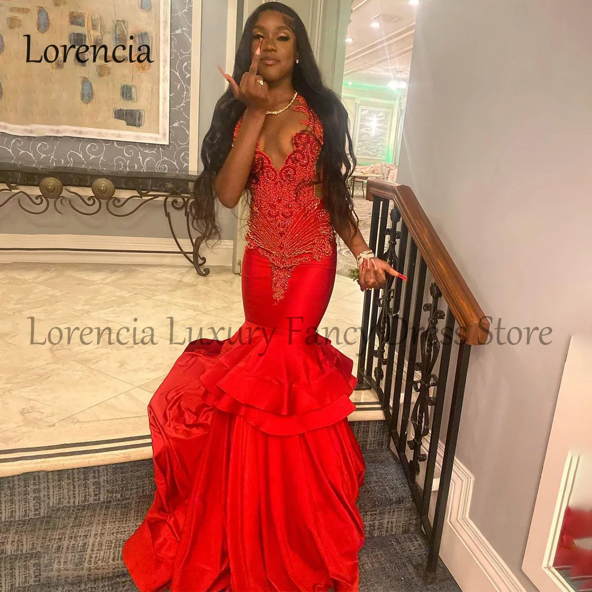 

Sparkly Long Mermaid Prom Dress Crystals Formal Sleeveless Evening Party Dresses For Black Girl Rhinestone robe chic soirée