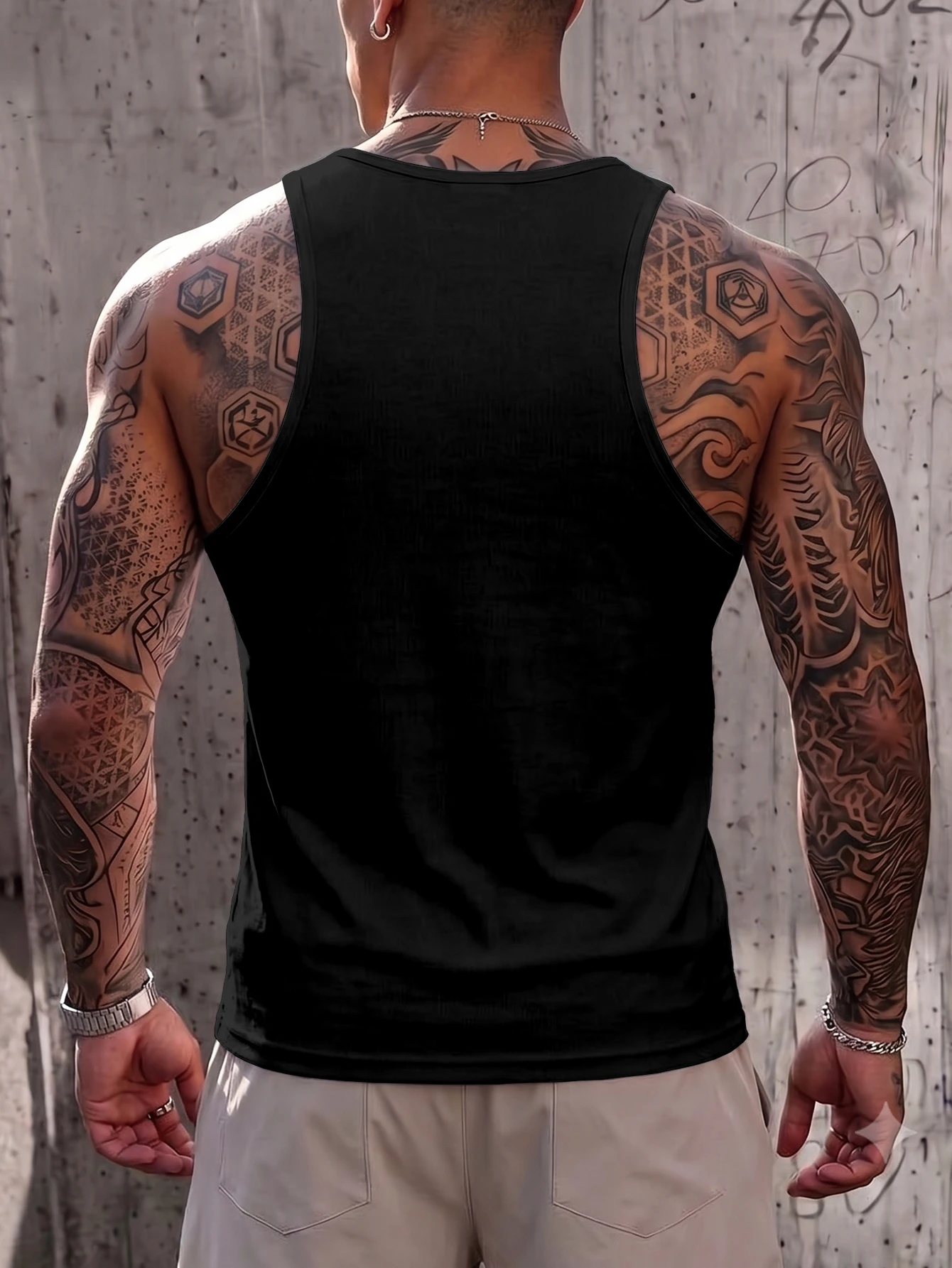 Men's Fitted Sleeveless Tank Top Gym Workout Bodybuilding Streetwear Vest Polyester Fitness Daily Tops