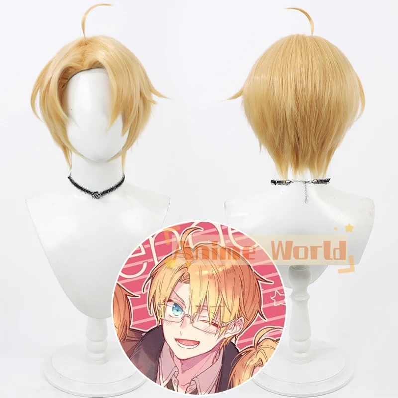 

Anime APH Axis Powers Hetalia Alfred F Jones Cosplay Wig Short Blonde Heat Resistant Synthetic Hair Halloween Party Role Play