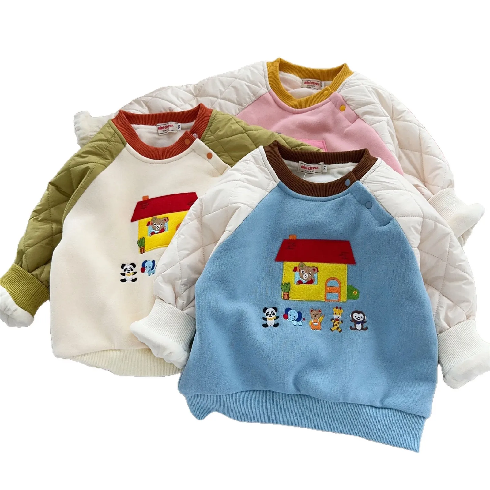 

2025 Japanese Winter New Boys' and Girls' Small House Double layered Thickened Velvet Warm Casual Hoodie Loose Outerwear Trendy