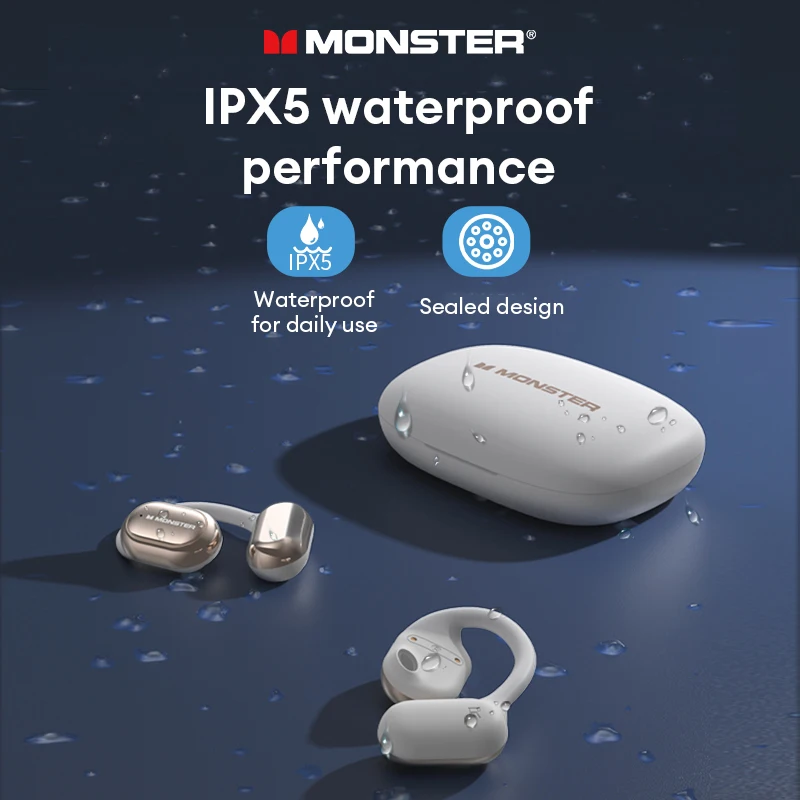 Original Monster MH22156 Wireless Bluetooth 5.4 Earbuds Dual Mode Ultra-Long Battery Life Headset IP5X Waterproof Sport Earphone