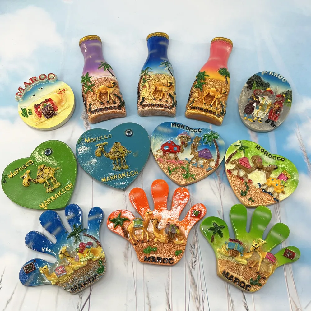 Morocco Round Shaped Folk Figure Desert Fridge Magnet, Resin Traditional Souvenir