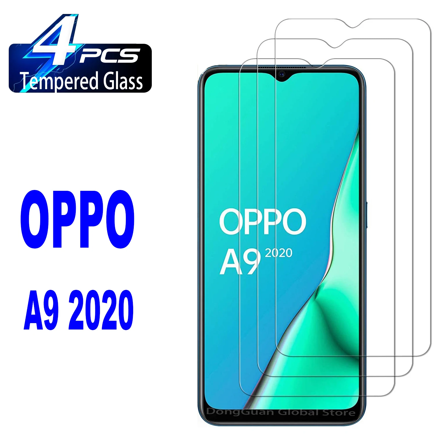 For OPPO A9 2020 A5 2020, HD 2/4Pcs Tempered Glass 9H Screen Protector