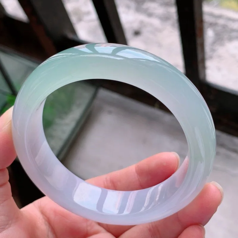 Natural Burmese Jadeite Bracelet for Women, Light Purple, Young Style, Waxy Ice Type, Floral Pattern, Spring Color Jadeite Brace