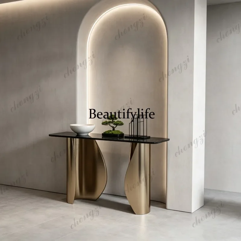 Y132 Light luxury rock slab against the wall entrance table Super narrow entrance cabinet Hotel corridor end view table