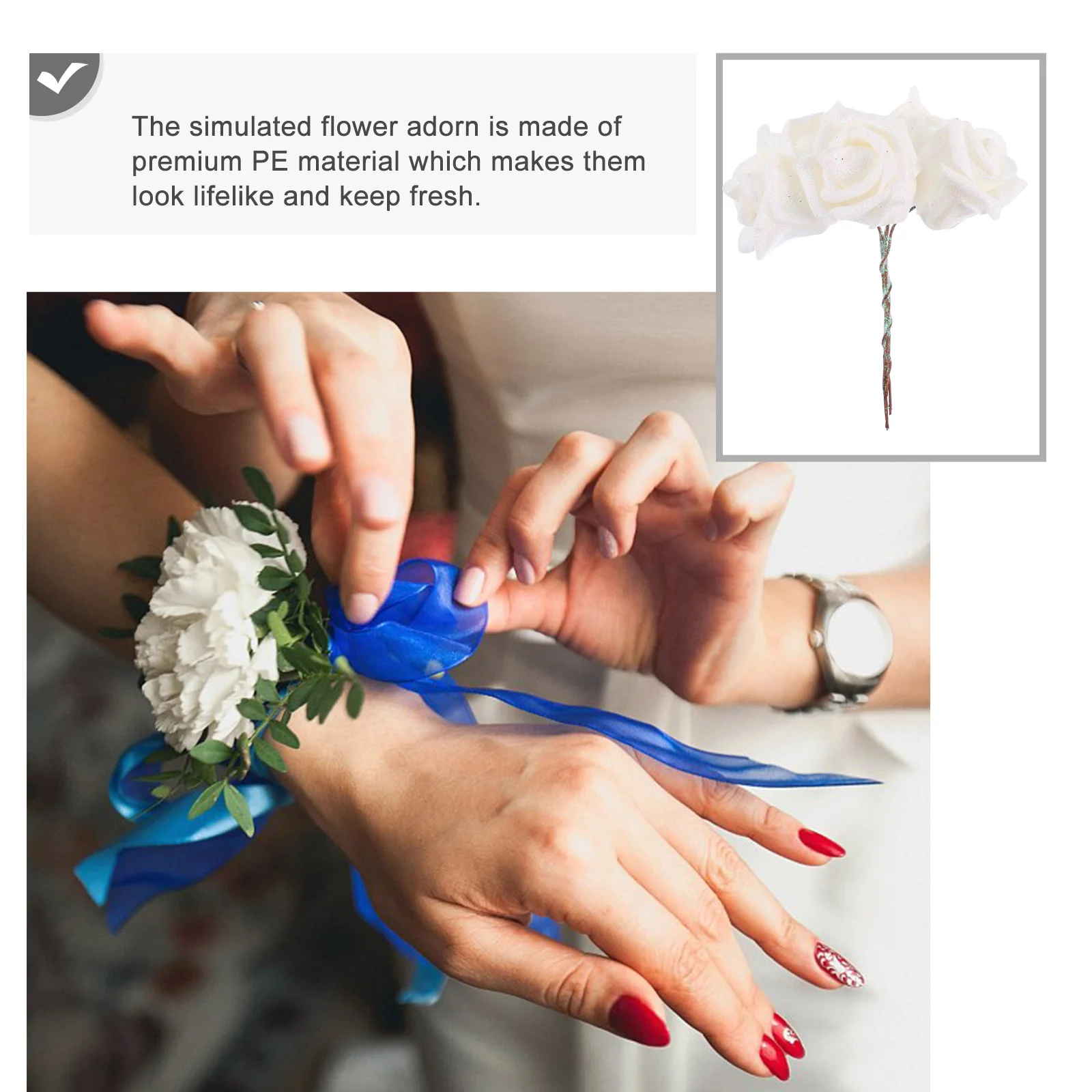 

Crystal Roses Artificial Flowers White Bridal Bouquet Mini Crafts Autumn Wedding Decor Home Simulated PE NoFade Lifelike