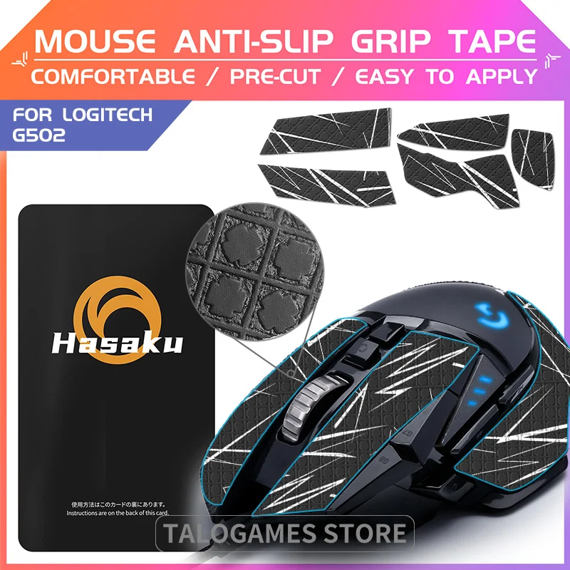 1 Pack HASAKU Mouse Grip Tape for Logitech G502 Gaming Mouse Anti-Slip Tape,Grip Upgrade,Comfortable Durable,Easy to Apply